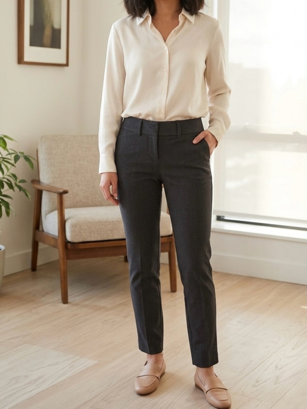 LOFT Women's Skinny Dress Pants in Charcoal Gray